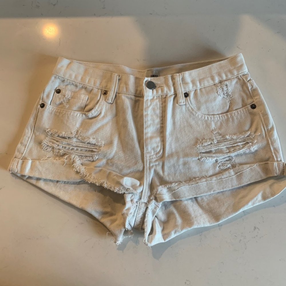 Amuse Society White Denim Shorts